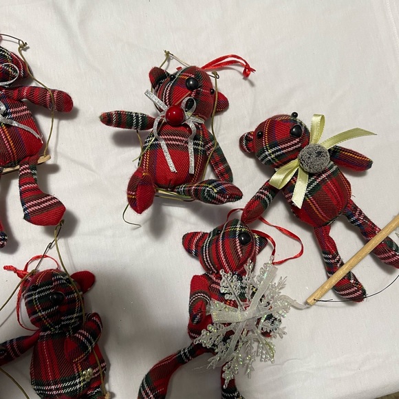 5 handmade plaid teddy bear Christmas ornaments. - Picture 6 of 6